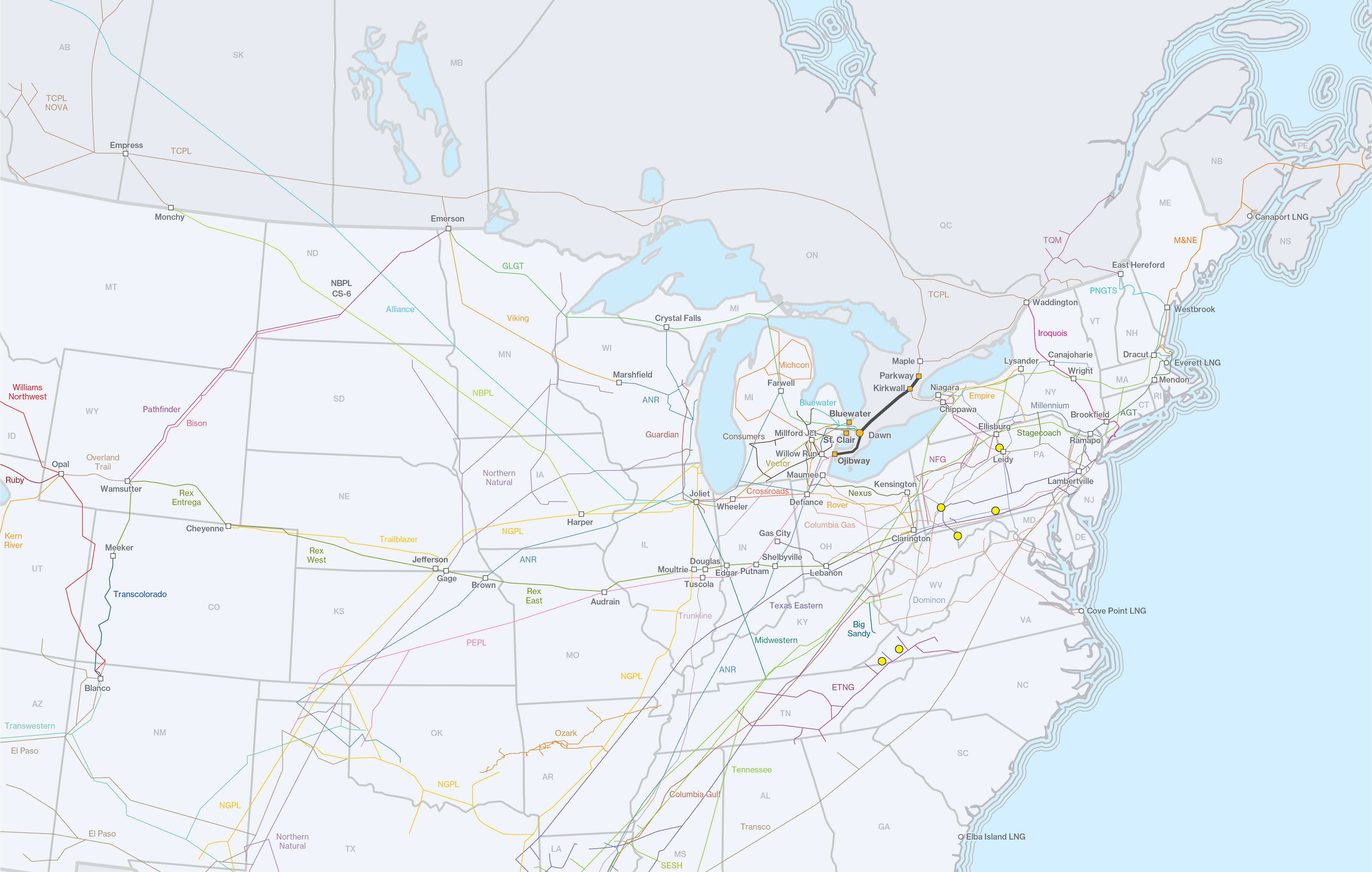 North American Natural Gas Pipeline map